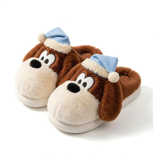Sleepy Puppy Nightcap Plush Slippers