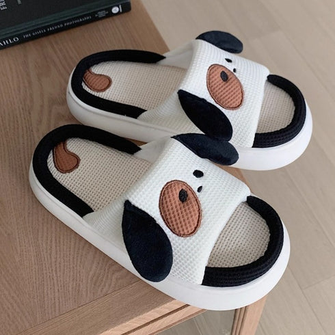 Floppy Ear Dog Linen Slides