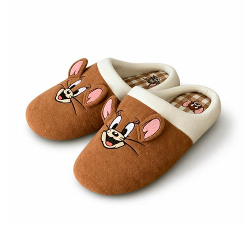 Cartoon Cat Mouse Plaid Slippers