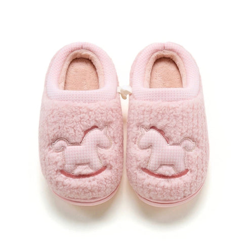 Plaid Rocking Horse Plush Slippers