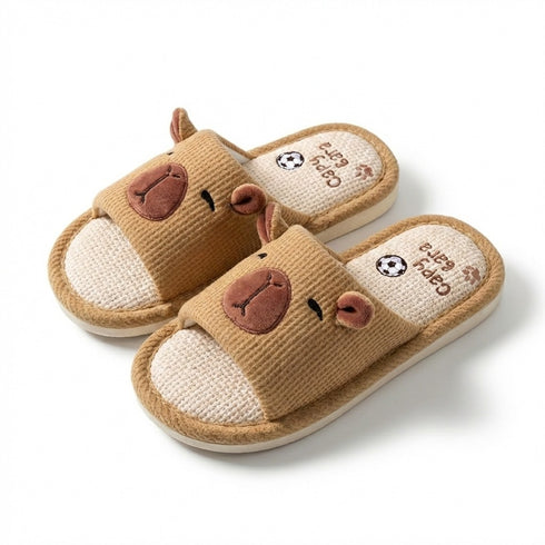 Soccer Capybara Linen Home Slippers
