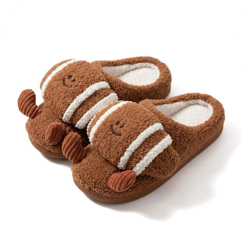Smiling Croissant Plush House Slippers