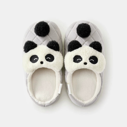Quilted Cartoon Animal Pompom Slippers
