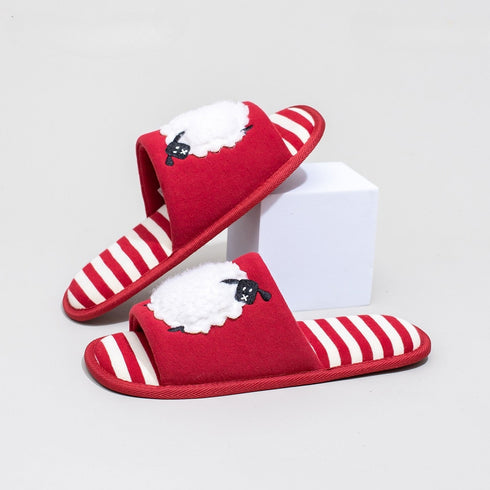 Fuzzy Sheep Striped Home Slides