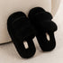 Plush Double-Strap Platform Slippers