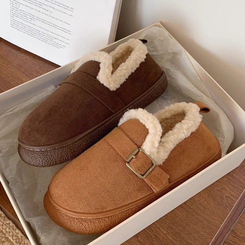 Fleece-Lined Buckle Lounge Clogs