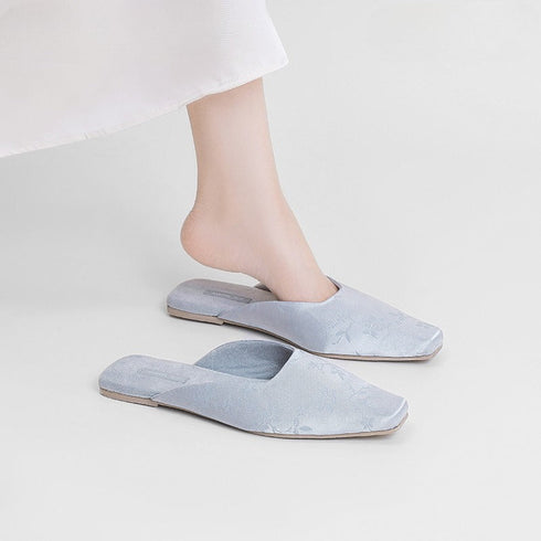 Pointed Bloom Embroidered House Mules
