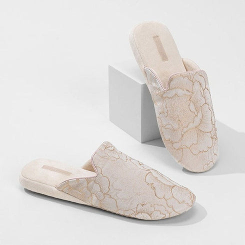 Petal-Stitch Indoor Mule Slippers