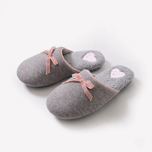 Snug Bow Knot Heart Slippers