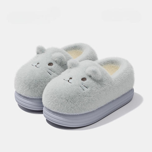 Fuzzy Whiskered Animal Face Slippers