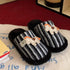 Striped Horse Patch Plush Slippers