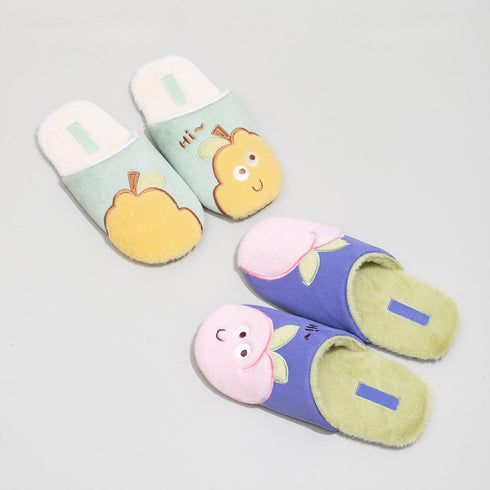 Whimsical Fruit Character Plush Slippers