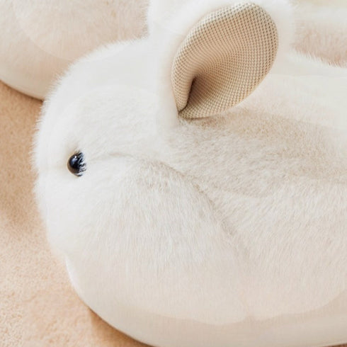Fuzzy Bunny Ears Plush Slippers