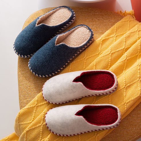 Cozy V-Notch Felt Home Slippers