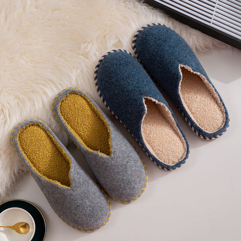 Cozy V-Notch Felt Home Slippers