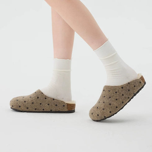 Polka Dot Fuzzy Buckle Clogs