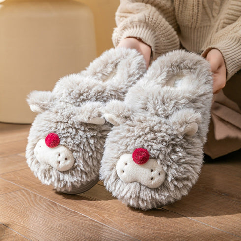 Fuzzy Animal Face Home Slippers
