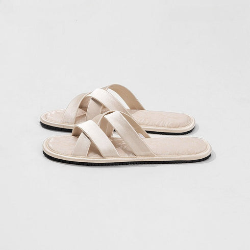 Silky Satin Cross Strap Slides