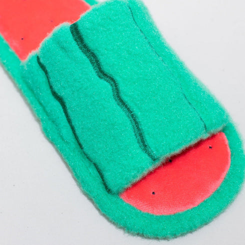 Watermelon Slice Fuzzy Open Toe Slippers