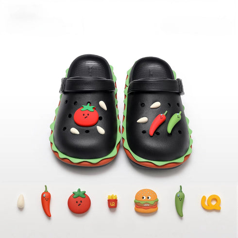 Novelty Burger Shaped Platform Clogs