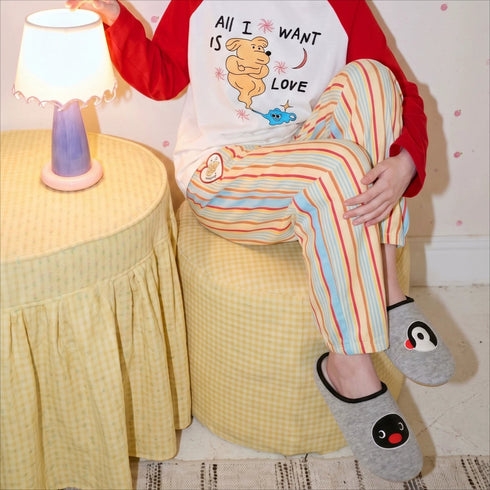 Mismatched Penguin Face House Slippers