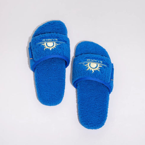 Cozy Sun Embroidered Fuzzy Slides