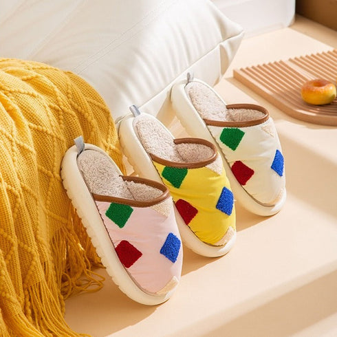 Puffy Geo Patch Indoor Slippers