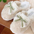 Lace Bow Plush House Slippers