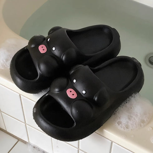 Cartoon Piggy Thick Sole Slides
