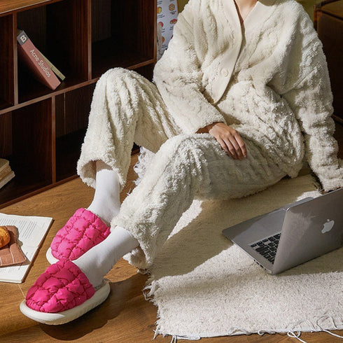 Puffy Checkerboard Home Slippers