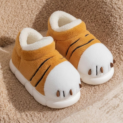 Playful Tiger Paw Plush Slippers