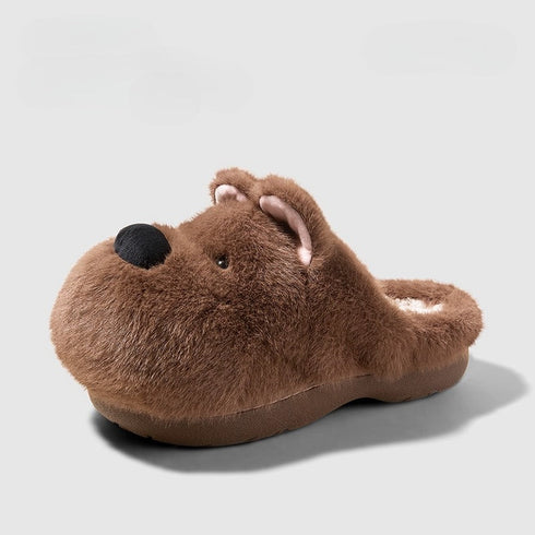 Fuzzy Puppy Face Plush Slippers