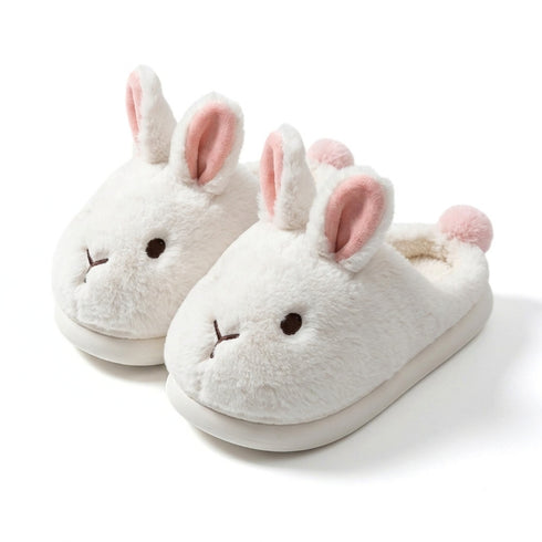 Fluffy Bunny Ear Platform Slippers