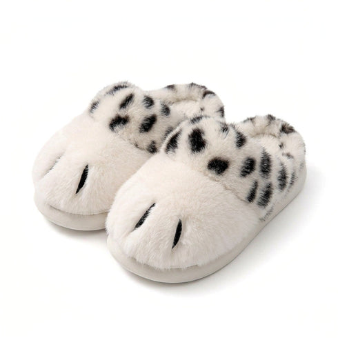 Spotted Cat Paw Fuzzy Slippers