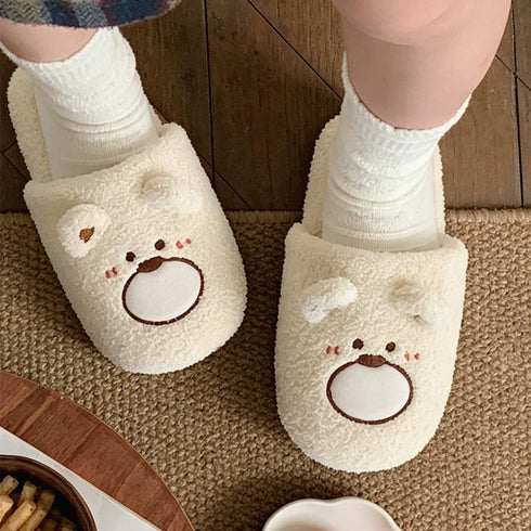 Teddy Bear Snout Fleece Slippers