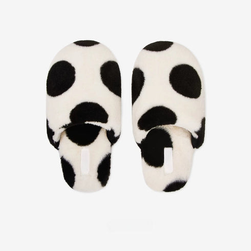 Retro Polka Dot Plush Slippers