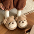 Fuzzy Teddy Bear Face Slippers