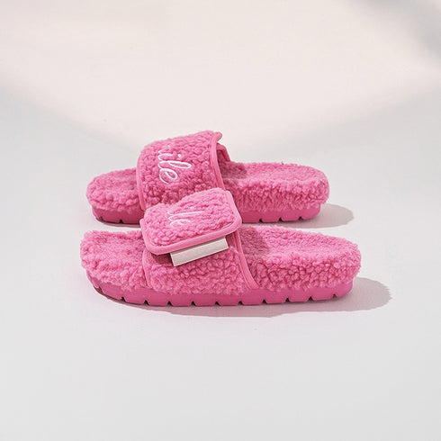 Chunky Sherpa Adjustable Platform Slippers
