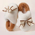 Ribbon Bowknot Fuzzy Platform Slippers