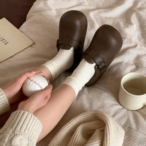 Chunky Buckle Strap Platform Clogs