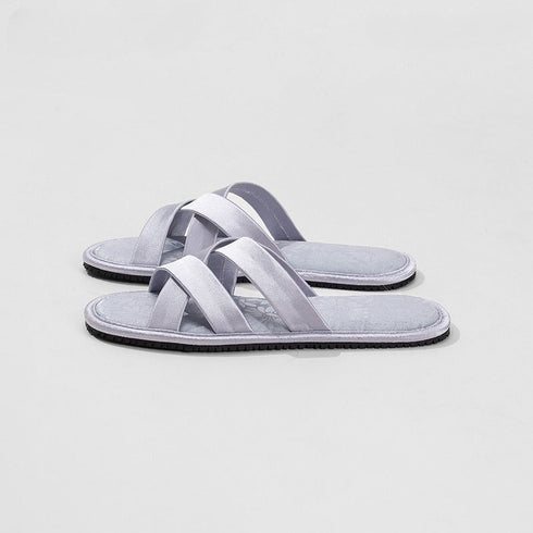 Silky Satin Cross Strap Slides