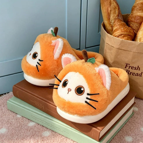 Fruit Kitty Plush House Slippers