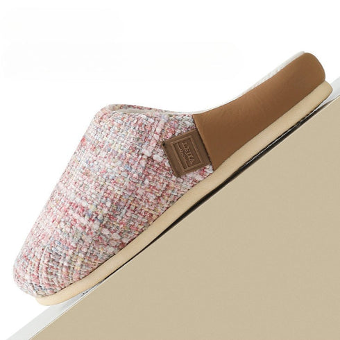 Bouclé Tweed Plush-Lined Slippers