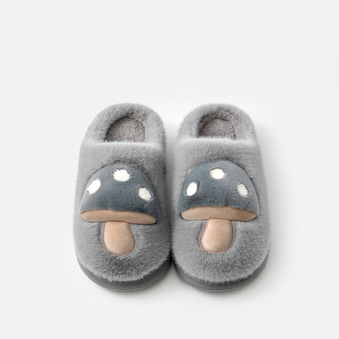 Spotted Mushroom Fuzzy House Slippers