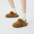Plush Suede Slingback Platform Slippers