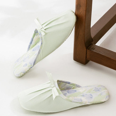 Silky Bow Pointed Home Slippers