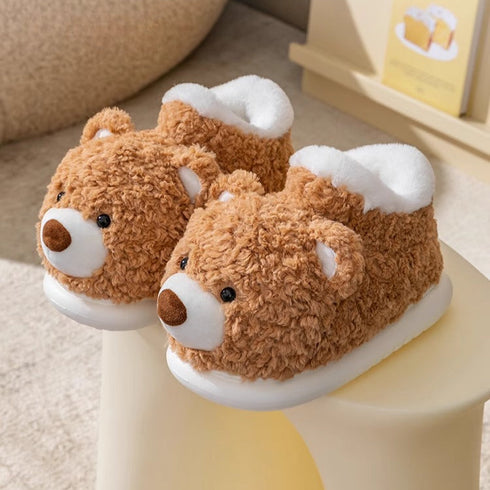 Fuzzy Teddy Bear Bootie Slippers