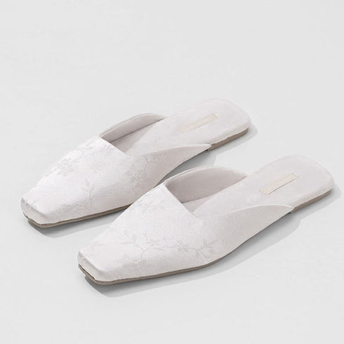 Pointed Bloom Embroidered House Mules