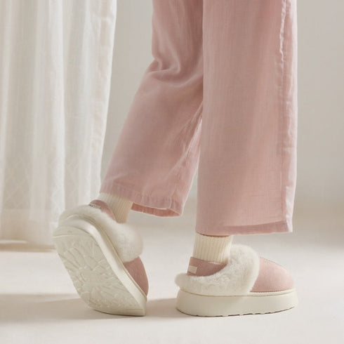 Plush Cuff Platform Slippers