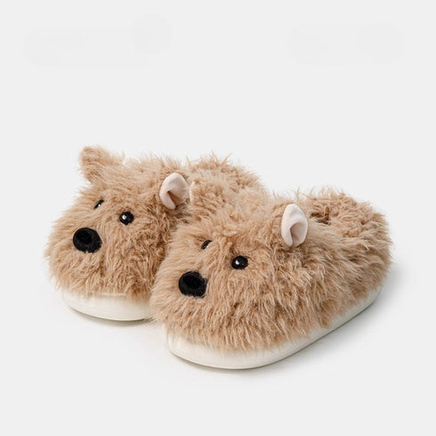 Shaggy Westie Puppy Plush Slippers